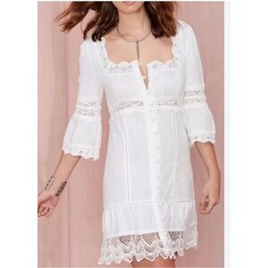 New Stone Cold Fox Austin Dress White Lace Mini Button $280 Retail Sz 2 M